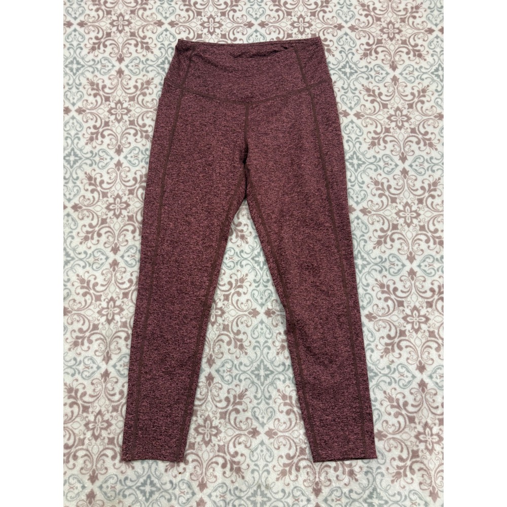 Zella High Waist Space Dye Leggings Burgundy Heathered Athletic Pants Small